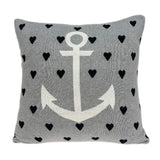 Casual Square Grey Nautical Anchor Accent Pillow 18" x 18" - Novus Decor pillow