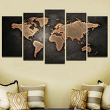5 Piece World Map Oil Painting - Novus Decor Wall Decor