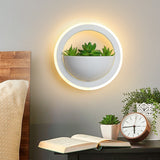 Circle Wall Lamp with Artificial Plant - Novus Decor Lighting
