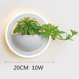 Circle Wall Lamp with Artificial Plant - Novus Decor Lighting