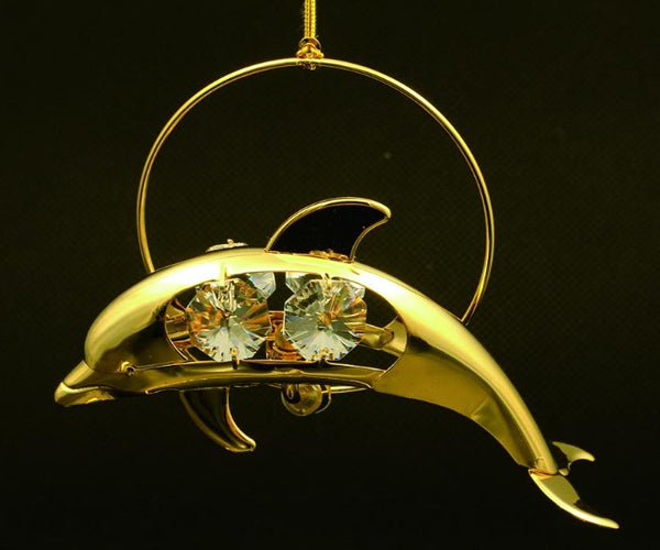 24K Gold/Silver Plated Dolphin with Swarovski - Novus Decor Accessories
