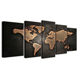 5 Piece World Map Oil Painting - Novus Decor Wall Decor