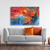 Glass Wall Art Abstract Red And Blue Painting - Novus Decor Wall Decor