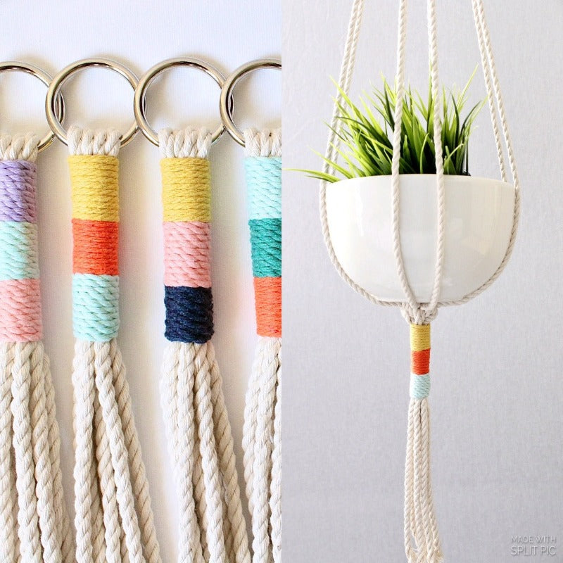 colored macrame plant hanger Macrame Cotton Plant Hanger