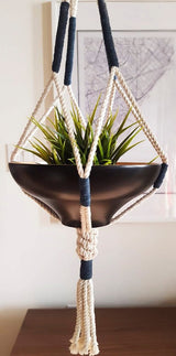 Macrame Cotton Plant Hanger - Navy - Novus Decor Accessories