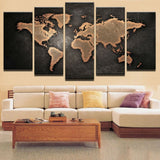 5 Piece World Map Oil Painting - Novus Decor Wall Decor