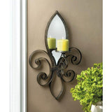 Fleur-De-Lis Mirrored Wall Sconce - Novus Decor Wall Decor