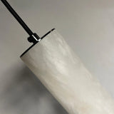 Hand-Carved Alabaster Cylinder Pendant Light