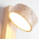 STONE WALL SCONCE WITH WOOD BEAM
