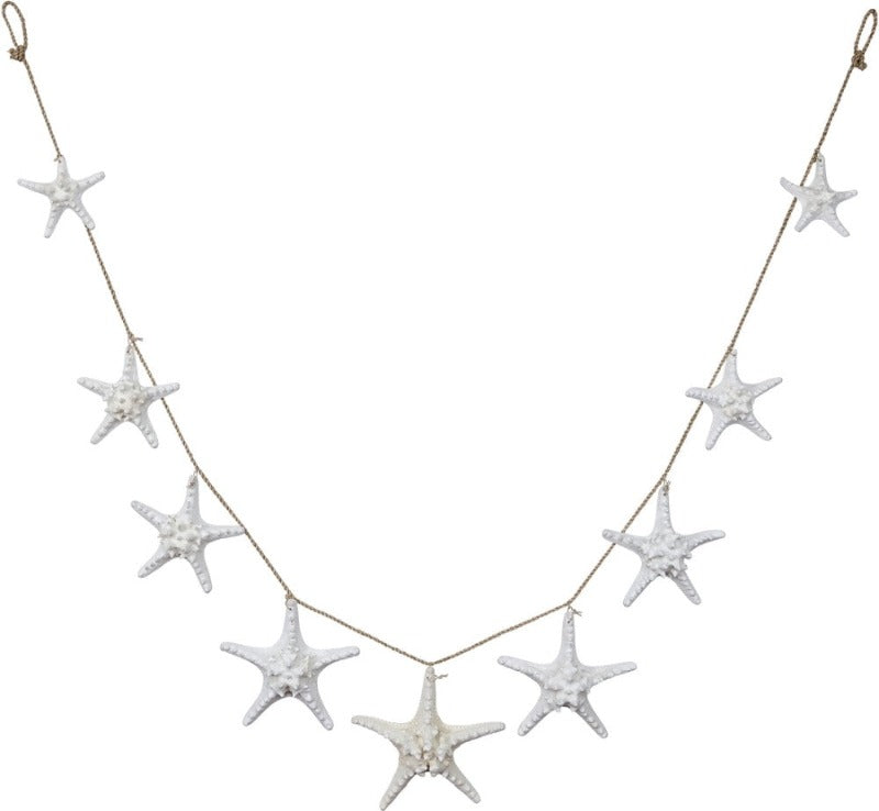 Nine White Knobby Starfish Strand 72" - Novus Decor Wall Decor