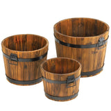 Rustic Barrel Planter - Set of 3 - Novus Decor Accessories