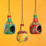 The Bottle Trio' Terracotta Hanging Tea-Light Holders (Set Of 3) - Novus Decor Accessories