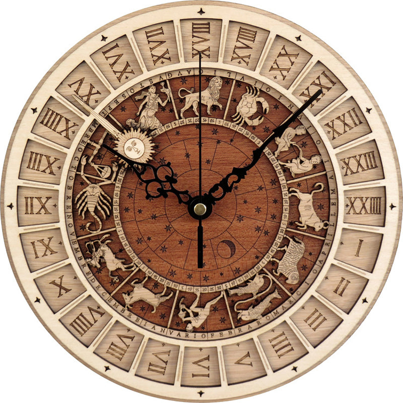 12 Constellations Wooden Wall Clock - Novus Decor Wall Decor