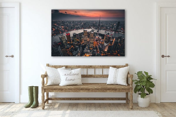 Glass Wall Art - Jin Mao Tower City View - Novus Decor Wall Decor