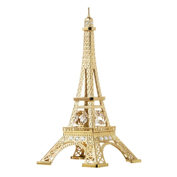 24K Gold Plated Eiffel Tower with Swarovski - Novus Decor Accessories