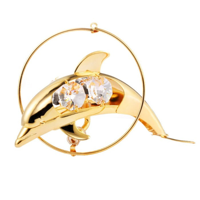 24K Gold/Silver Plated Dolphin with Swarovski - Novus Decor Accessories