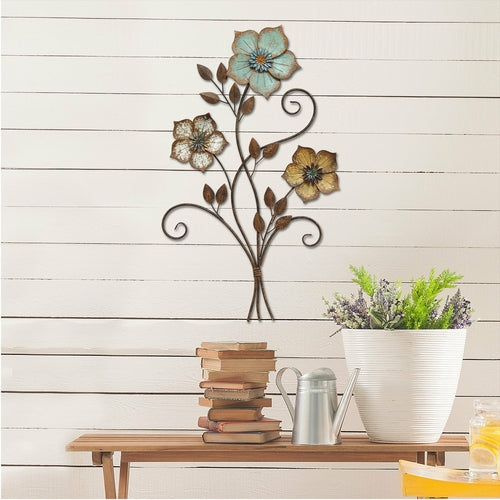 Distressed Chic Metal Flower Wall Decor Novus Decor