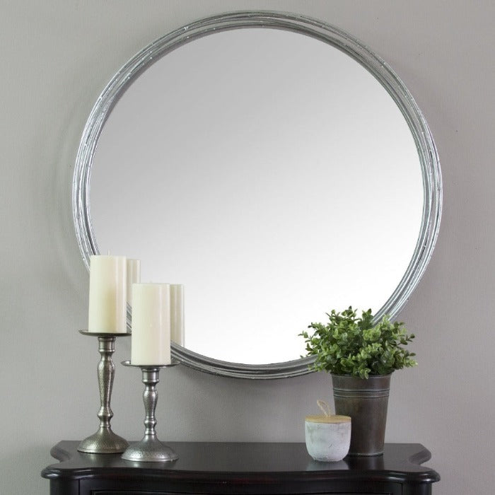 Silver Statement Metal Framed Wall Mirror - Novus Decor Wall Decor