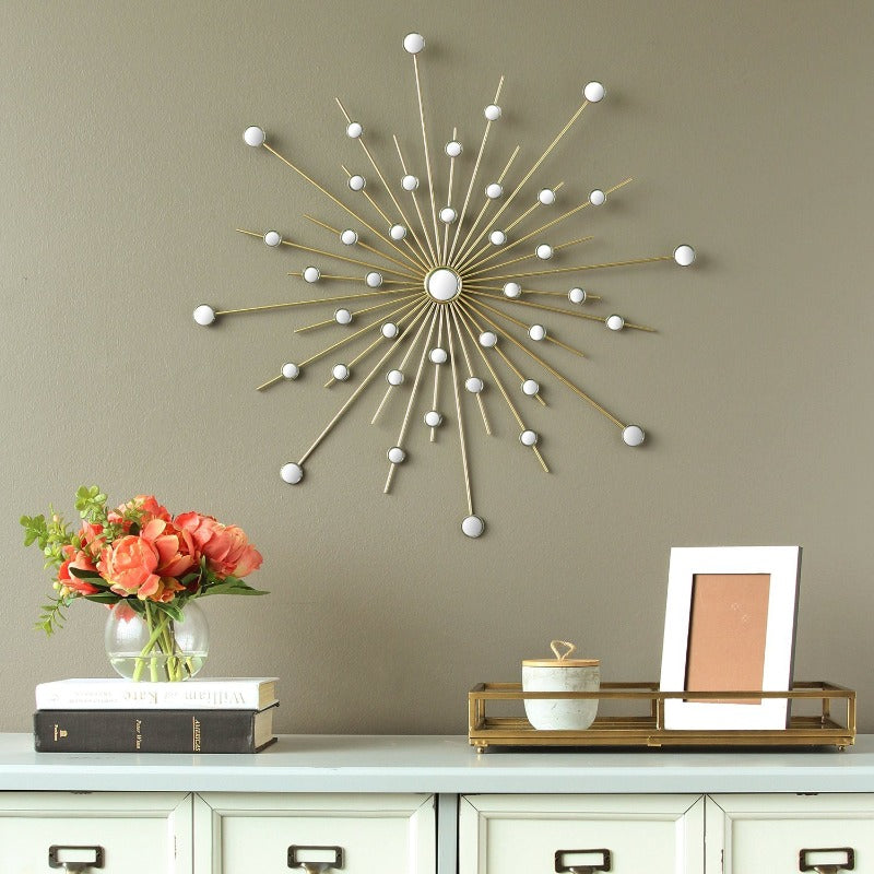 Shimmering Gold Metal Mirror Burst Wall Decor - Novus Decor Wall Decor