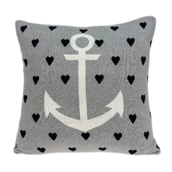 Casual Square Grey Nautical Anchor Accent Pillow 18" x 18" - Novus Decor pillow