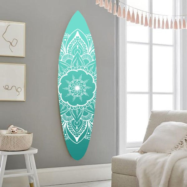 18" x 1" x 76" Wood, Blue, Serenity Surfboard Wall Art - Novus Decor wall decor