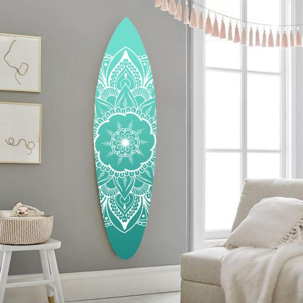 18" x 1" x 76" Wood, Blue, Serenity Surfboard Wall Art Novus Decor