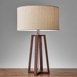 Walnut Wood Finish Linen Fabric Shade Table Lamp - Novus Decor Lighting