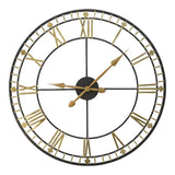 Vintage Style Metal Wall Clock w/ Black & Gold Novus Decor