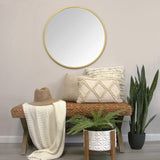 28" Aubrey Gold Metal Framed Wall Mirror Novus Decor