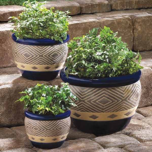 pot and planter Cobalt Planters Trio – Novus Decor