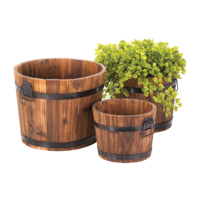 Rustic Barrel Planter - Set of 3 - Novus Decor Accessories