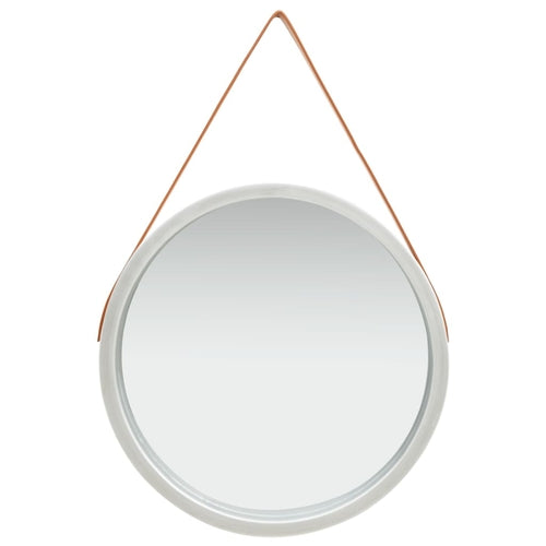 Wall Mirror with Strap 15.7" White - Novus Decor Wall Decor