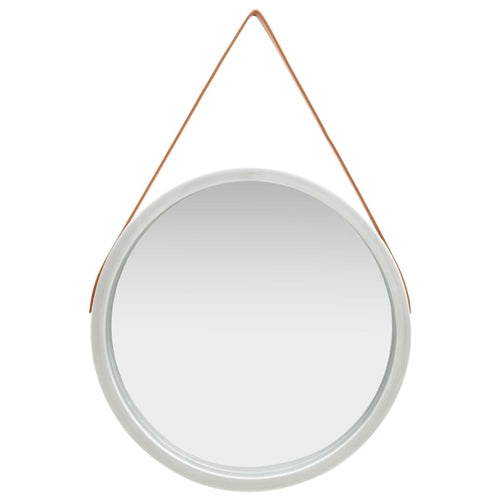 Wall Mirror with Strap 15.7" White Novus Decor