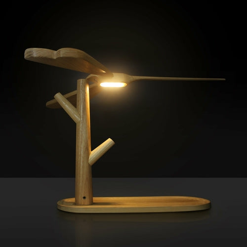 Dragonfly Balancing Lamp, Handcrafted Wood Lamp - Novus Decor Lighting