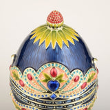 Blue Colorful Russian Faberge Egg Novus Decor