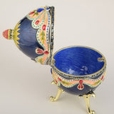 Blue Colorful Russian Faberge Egg Novus Decor