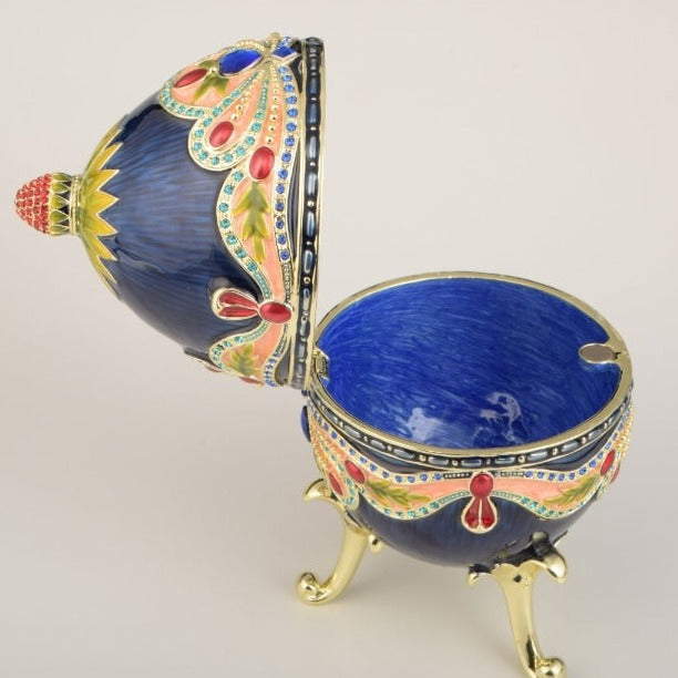 Blue Colorful Russian Faberge Egg Novus Decor