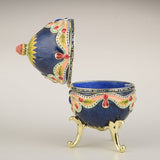 Blue Colorful Russian Faberge Egg Novus Decor