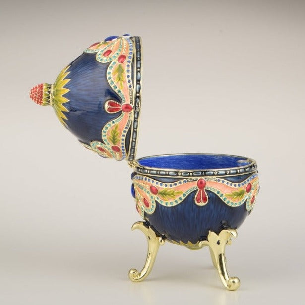 Blue Colorful Russian Faberge Egg Novus Decor