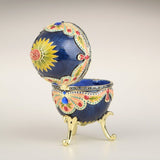 Blue Colorful Russian Faberge Egg Novus Decor