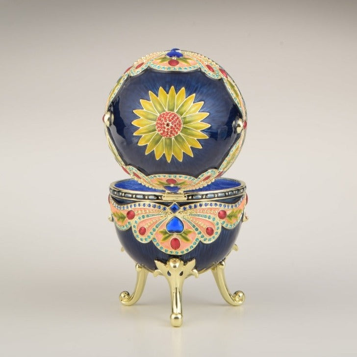 Blue Colorful Russian Faberge Egg Novus Decor