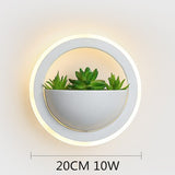 Circle Wall Lamp with Artificial Plant - Novus Decor Lighting