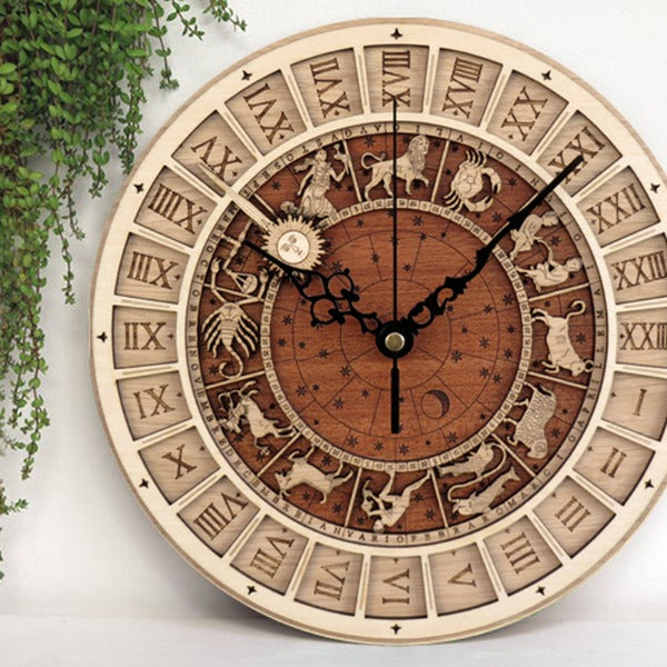 12 Constellations Wooden Wall Clock - Novus Decor Wall Decor