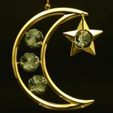 24K Gold Plated Crescent and Star with Swarovski - Novus Decor Accessories