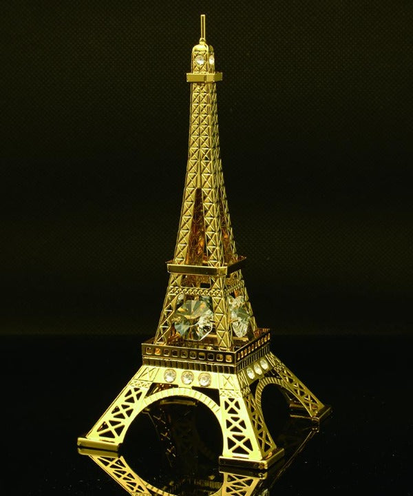 24K Gold Plated Eiffel Tower with Swarovski - Novus Decor Accessories