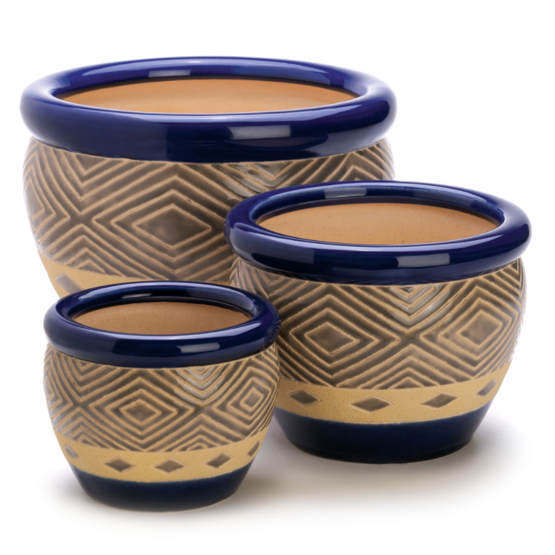 3 pot family planter Cobalt Planters Trio – Novus Decor