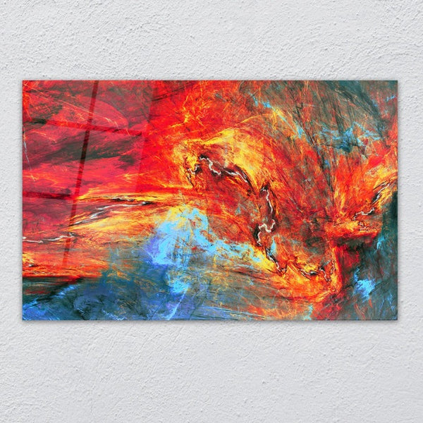Glass Wall Art Abstract Red And Blue Painting - Novus Decor Wall Decor