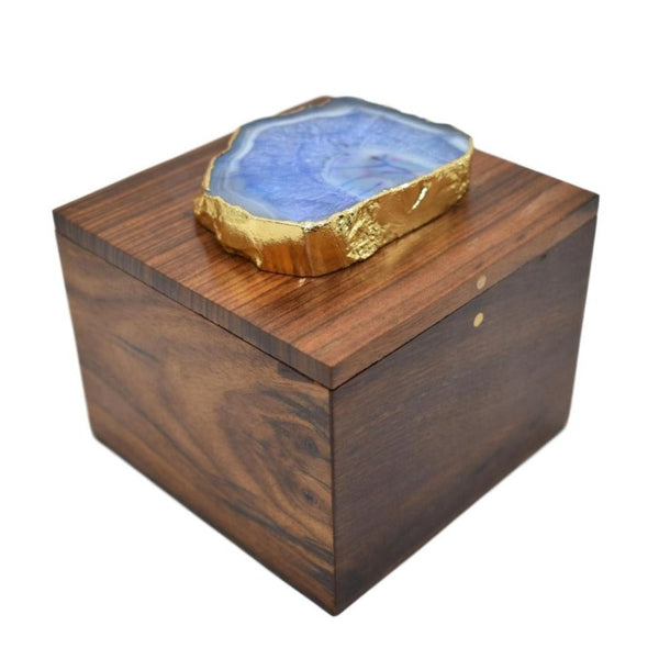 Square Wooden Box with Agate Top - Novus Decor Accessories